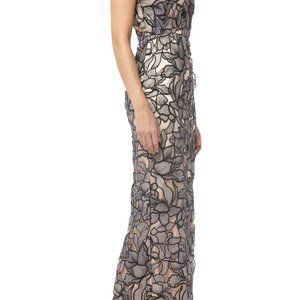JS Collections Embroidered Floral Cutout Gown  BLACK BLUSH, Size 12